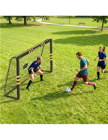 SPORTNOW Football Goal, 8 x 5ft Portable Football Net with EPE Foam Padding, PVC Tube Covers Ground Stakes and Metal Frame