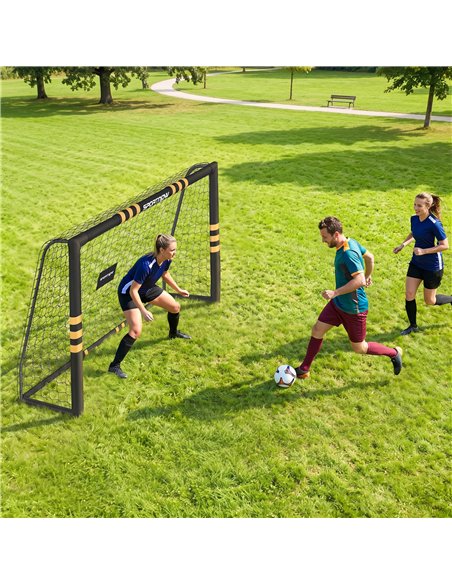 SPORTNOW Football Goal, 8 x 5ft Portable Football Net with EPE Foam Padding, PVC Tube Covers Ground Stakes and Metal Frame - pic 213169 | FastDaddyshop