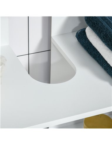Kleankin Pedestal Under Sink Cabinet, Modern Bathroom Vanity Unit, Storage Cupboard with Double Doors, Adjustable Shelf, White
