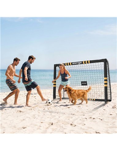 SPORTNOW Football Goal, 8 x 5ft Portable Football Net with EPE Foam Padding, PVC Tube Covers Ground Stakes and Metal Frame