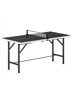SPORTNOW 5ft Mid-Size Table Tennis Table, Ping Pong Table with Net, 2 Table Tennis Paddles and 3 Balls for Indoor Game, Black