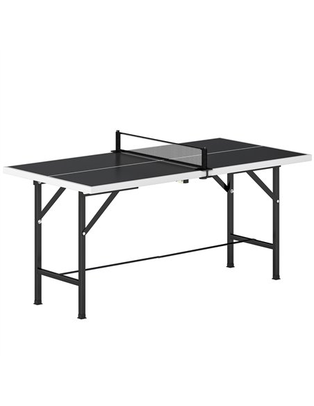 SPORTNOW 5ft Mid-Size Table Tennis Table, Ping Pong Table with Net, 2 Table Tennis Paddles and 3 Balls for Indoor Game, Black - pic 213172 | FastDaddyshop