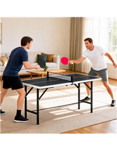 SPORTNOW 5ft Mid-Size Table Tennis Table, Ping Pong Table with Net, 2 Table Tennis Paddles and 3 Balls for Indoor Game, Black 2