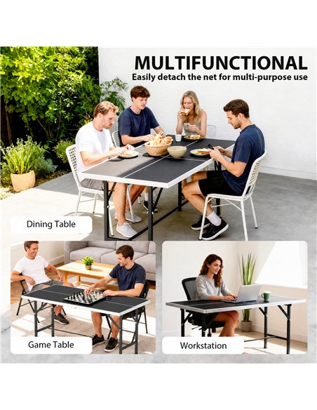 SPORTNOW 5ft Mid-Size Table Tennis Table, Ping Pong Table with Net, 2 Table Tennis Paddles and 3 Balls for Indoor Game, Black - pic 213178 | FastDaddyshop