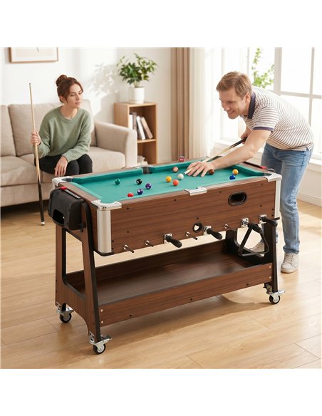 SPORTNOW 3 in 1 Multi Game Table, 3.4ft Reversible Air Hockey Pool Football Games Table with Lockable Wheels, Storage Shelf - pic 213182 | FastDaddyshop