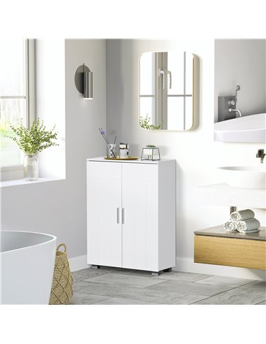 Kleankin Modern Bathroom Floor Cabinet with 3 Tier Shelves, White