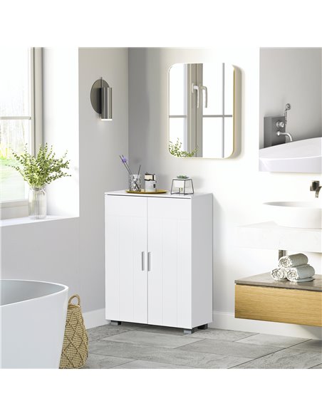 Kleankin Modern Bathroom Floor Cabinet with 3 Tier Shelves, White - pic 21319 | FastDaddyshop