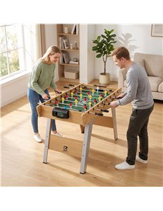 SPORTNOW 4ft Table Football, Foosball Game Table with 22 Players, 2 Balls and Manual Scorers for Family, Natural Wood Finish 2