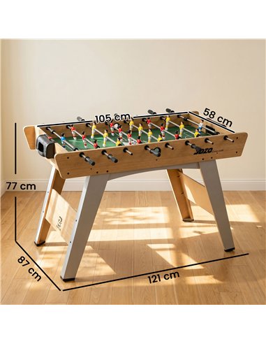SPORTNOW 4ft Table Football, Foosball Game Table with 22 Players, 2 Balls and Manual Scorers for Family, Natural Wood Finish