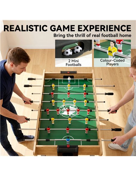 SPORTNOW 4ft Table Football, Foosball Game Table with 22 Players, 2 Balls and Manual Scorers for Family, Natural Wood Finish - pic 213193 | FastDaddyshop