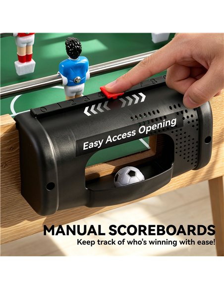 SPORTNOW 4ft Table Football, Foosball Game Table with 22 Players, 2 Balls and Manual Scorers for Family, Natural Wood Finish - pic 213196 | FastDaddyshop