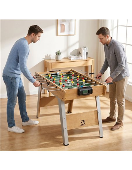 SPORTNOW 4ft Table Football, Foosball Game Table with 22 Players, 2 Balls and Manual Scorers for Family, Natural Wood Finish - pic 213197 | FastDaddyshop