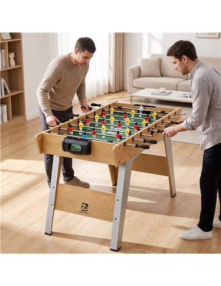 SPORTNOW 4ft Table Football, Foosball Game Table with 22 Players, 2 Balls and Manual Scorers for Family, Natural Wood Finish - pic 213198 | FastDaddyshop