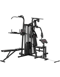 SPORTNOW All-in-One Home Gym Machine, Multifunctional Power Cage with 69 kg Weight Stack and Pulley System, Black