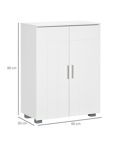Kleankin Modern Bathroom Floor Cabinet with 3 Tier Shelves, White