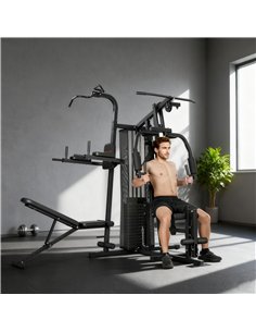 SPORTNOW All-in-One Home Gym Machine, Multifunctional Power Cage with 69 kg Weight Stack and Pulley System, Black 2