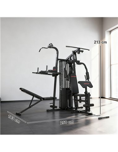 SPORTNOW All-in-One Home Gym Machine, Multifunctional Power Cage with 69 kg Weight Stack and Pulley System, Black