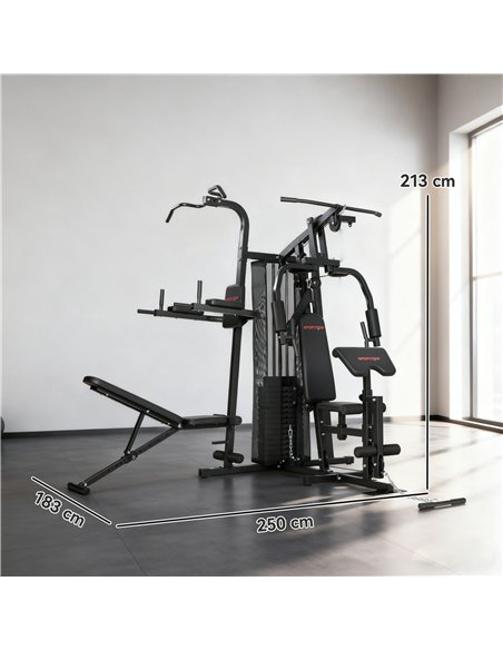 SPORTNOW All-in-One Home Gym Machine, Multifunctional Power Cage with 69 kg Weight Stack and Pulley System, Black - pic 213201 | FastDaddyshop