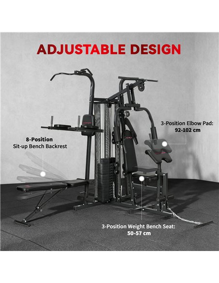 SPORTNOW All-in-One Home Gym Machine, Multifunctional Power Cage with 69 kg Weight Stack and Pulley System, Black - pic 213203 | FastDaddyshop