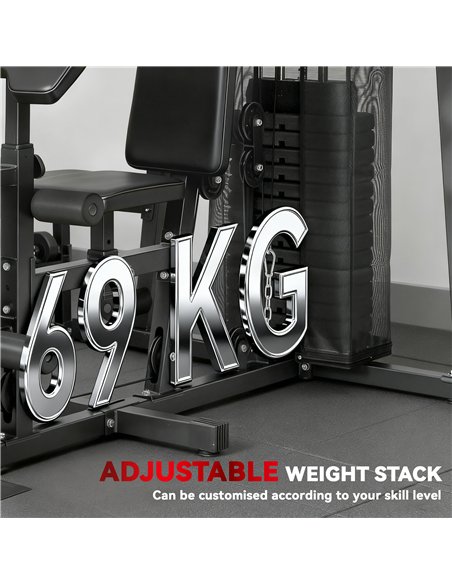 SPORTNOW All-in-One Home Gym Machine, Multifunctional Power Cage with 69 kg Weight Stack and Pulley System, Black - pic 213204 | FastDaddyshop