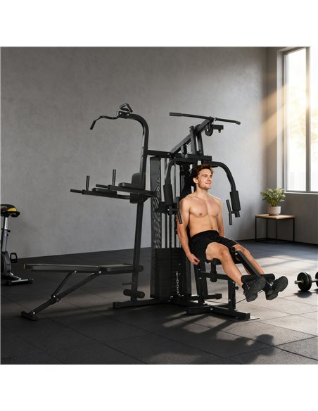 SPORTNOW All-in-One Home Gym Machine, Multifunctional Power Cage with 69 kg Weight Stack and Pulley System, Black - pic 213206 | FastDaddyshop