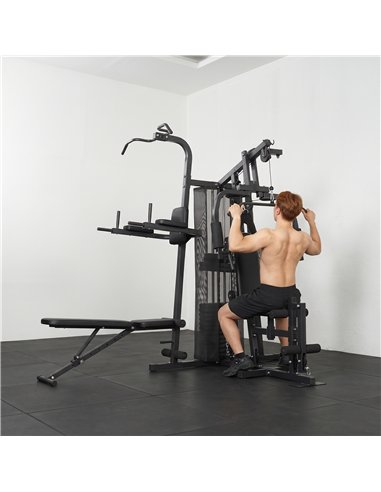 SPORTNOW All-in-One Home Gym Machine, Multifunctional Power Cage with 69 kg Weight Stack and Pulley System, Black
