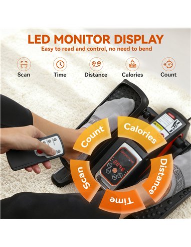 SPORTNOW Under Desk Elliptical Machine for Home, Electric Elliptical Machine with 12 Adjustable Speed, LED Monitor