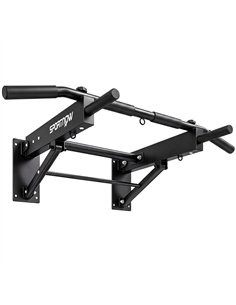 SPORTNOW Pull Up Bar Wall Mounted Chin Up Bar with Folding Design, 3 Hooks for Resistance Bands, Supports up to 120 kg, Black