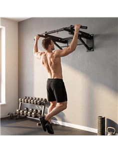 SPORTNOW Pull Up Bar Wall Mounted Chin Up Bar with Folding Design, 3 Hooks for Resistance Bands, Supports up to 120 kg, Black 2
