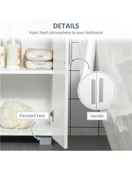 Kleankin Modern Bathroom Floor Cabinet, Free Standing Linen Cabinet, Storage Cupboard with 3 Tier Shelves, White - pic 21323 | FastDaddyshop