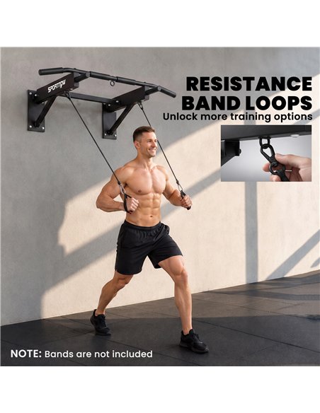 SPORTNOW Pull Up Bar Wall Mounted Chin Up Bar with Folding Design, 3 Hooks for Resistance Bands, Supports up to 120 kg, Black - pic 213232 | FastDaddyshop