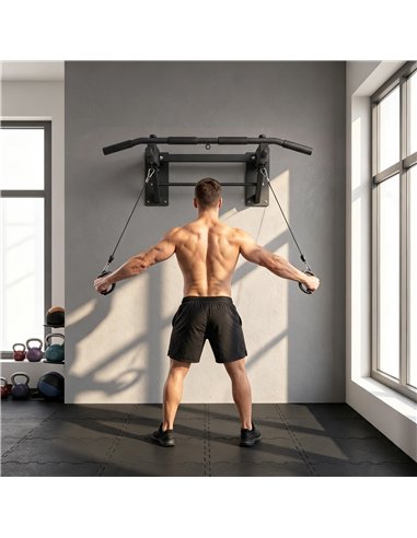 SPORTNOW Pull Up Bar Wall Mounted Chin Up Bar with Folding Design, 3 Hooks for Resistance Bands, Supports up to 120 kg, Black