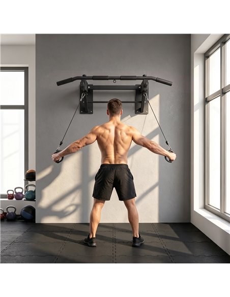 SPORTNOW Pull Up Bar Wall Mounted Chin Up Bar with Folding Design, 3 Hooks for Resistance Bands, Supports up to 120 kg, Black - pic 213234 | FastDaddyshop
