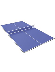 SPORTNOW 9 ft Folding Ping Pong Table Top for Billiard Tables, Table Tennis Conversion Top with Net, Foam Padding, Blue