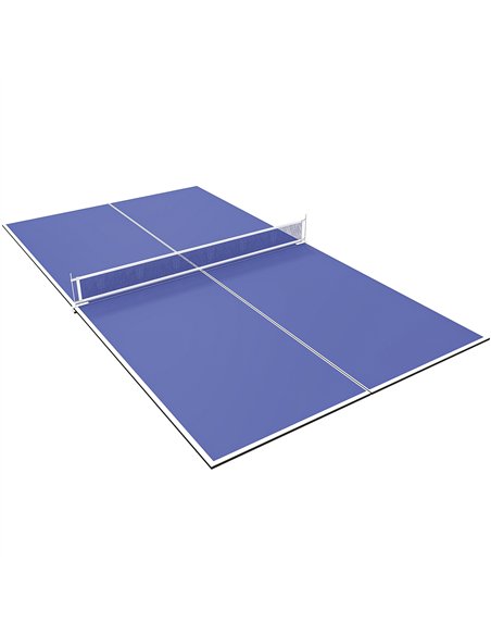 SPORTNOW 9 ft Folding Ping Pong Table Top for Billiard Tables, Table Tennis Conversion Top with Net, Foam Padding, Blue - pic 213235 | FastDaddyshop