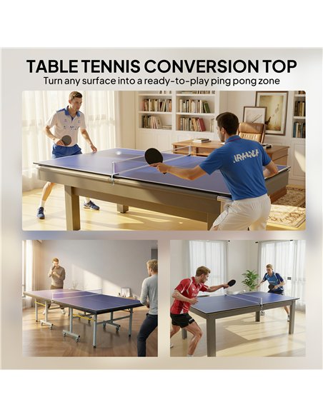 SPORTNOW 9 ft Folding Ping Pong Table Top for Billiard Tables, Table Tennis Conversion Top with Net, Foam Padding, Blue - pic 213238 | FastDaddyshop