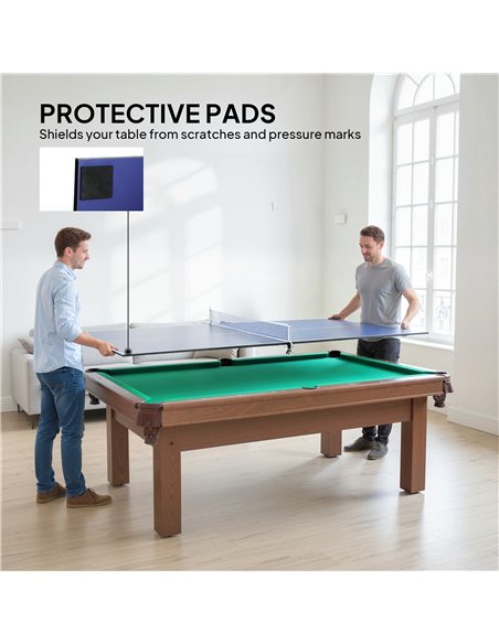 SPORTNOW 9 ft Folding Ping Pong Table Top for Billiard Tables, Table Tennis Conversion Top with Net, Foam Padding, Blue - pic 213241 | FastDaddyshop