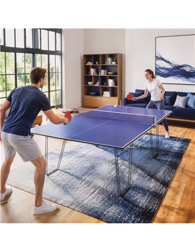 SPORTNOW 9 ft Folding Ping Pong Table Top for Billiard Tables, Table Tennis Conversion Top with Net, Foam Padding, Blue