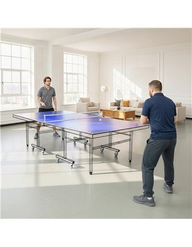 SPORTNOW 9 ft Folding Ping Pong Table Top for Billiard Tables, Table Tennis Conversion Top with Net, Foam Padding, Blue
