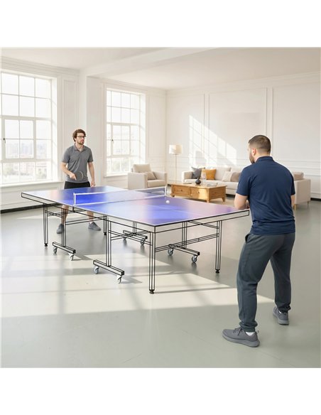 SPORTNOW 9 ft Folding Ping Pong Table Top for Billiard Tables, Table Tennis Conversion Top with Net, Foam Padding, Blue - pic 213243 | FastDaddyshop