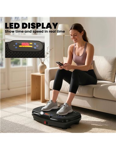 SPORTNOW Vibration Plate Exercise Machine with 120 Speed Levels, 5 Programs, Quiet Vibrating Plate with Resistance Bands