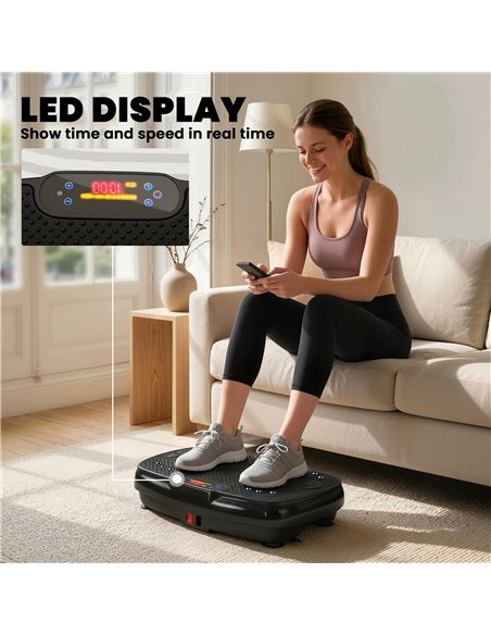 SPORTNOW Vibration Plate Exercise Machine with 120 Speed Levels, 5 Programs, Quiet Vibrating Plate with Resistance Bands - pic 213251 | FastDaddyshop