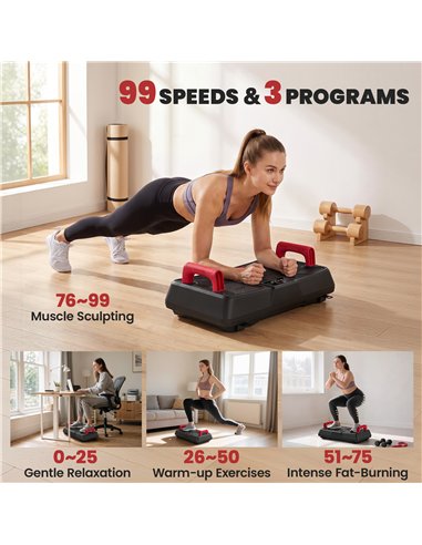 SPORTNOW Vibration Plate Exercise Machine with 99 Speed Levels, 3 Programs, Quiet Vibrating Plate with Resistance Bands