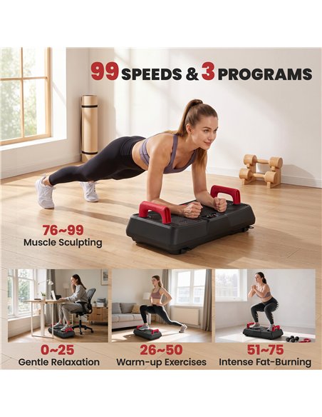 SPORTNOW Vibration Plate Exercise Machine with 99 Speed Levels, 3 Programs, Quiet Vibrating Plate with Resistance Bands - pic 213257 | FastDaddyshop