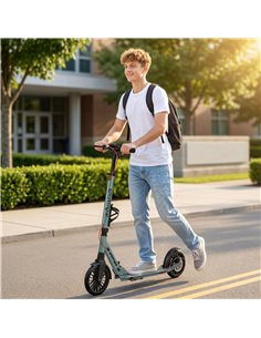 SPORTNOW Foldable Kick Scooter with Height Adjustable Handlebar, One-click Folding Adult Scooters with 200 mm Big Wheels, Silver 2