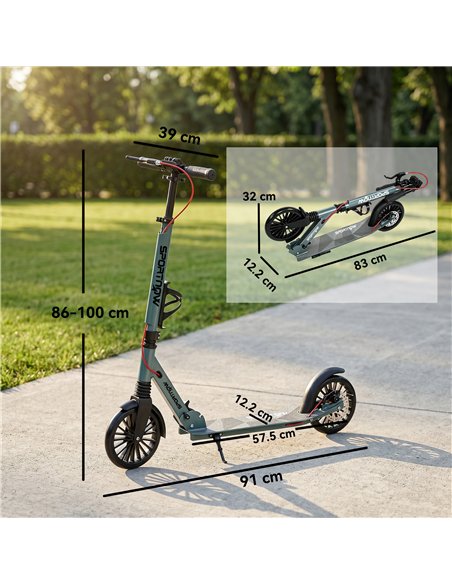 SPORTNOW Foldable Kick Scooter with Height Adjustable Handlebar, One-click Folding Adult Scooters with 200 mm Big Wheels, Silver - pic 213264 | FastDaddyshop