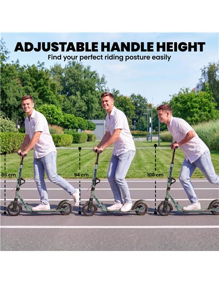 SPORTNOW Foldable Kick Scooter with Height Adjustable Handlebar, One-click Folding Adult Scooters with 200 mm Big Wheels, Silver - pic 213265 | FastDaddyshop