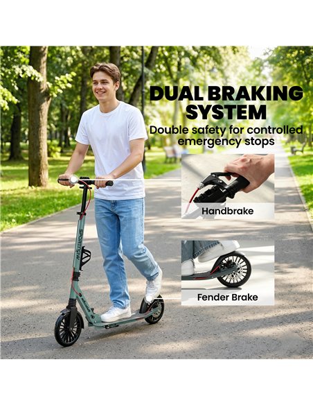 SPORTNOW Foldable Kick Scooter with Height Adjustable Handlebar, One-click Folding Adult Scooters with 200 mm Big Wheels, Silver - pic 213268 | FastDaddyshop