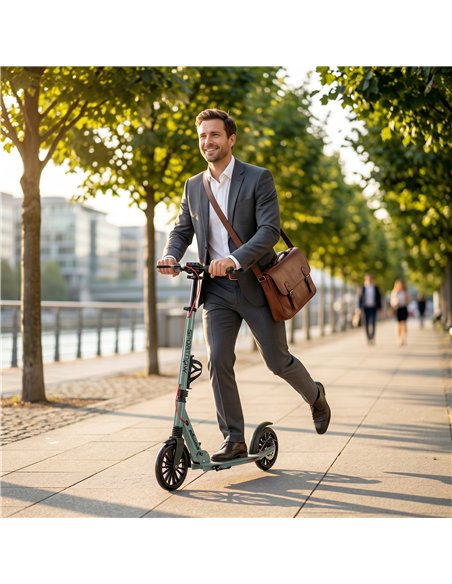 SPORTNOW Foldable Kick Scooter with Height Adjustable Handlebar, One-click Folding Adult Scooters with 200 mm Big Wheels, Silver - pic 213269 | FastDaddyshop