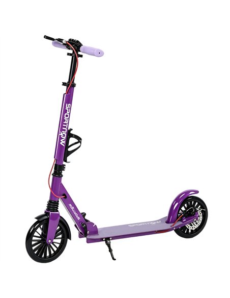 SPORTNOW Foldable Kick Scooter with Height Adjustable Handlebar, One-click Folding Adult Scooters with 200 mm Big Wheels, Purple - pic 213271 | FastDaddyshop